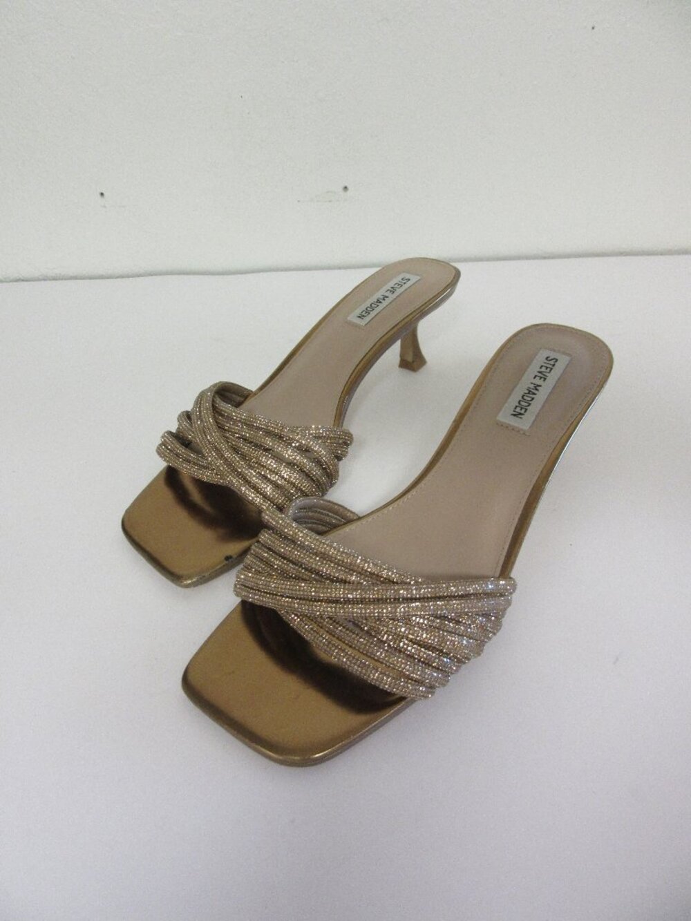 Steve Madden Solange Bronze 10M Glass Rhinestone Embellished Sandals
